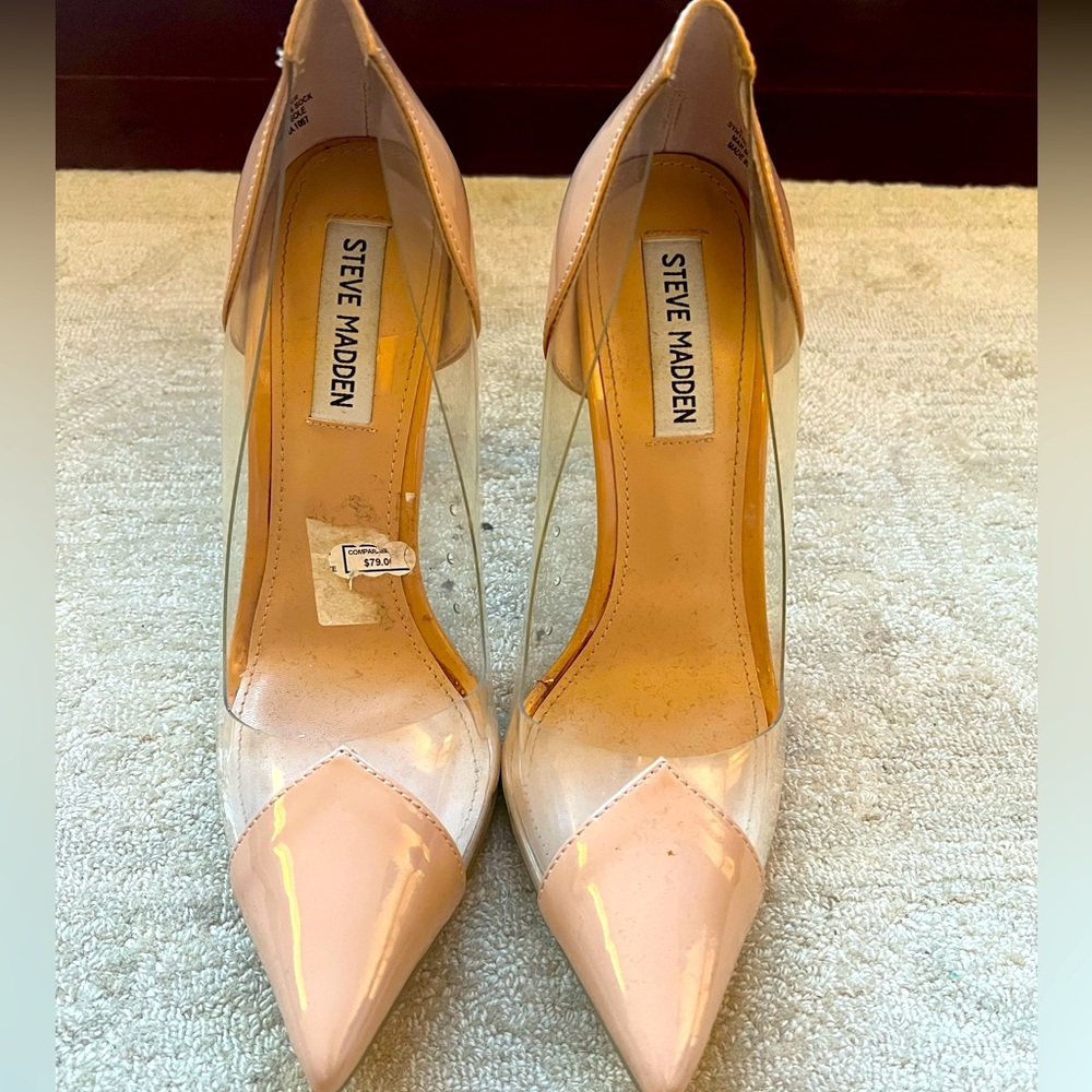 Nude and clear Steve Madden heels